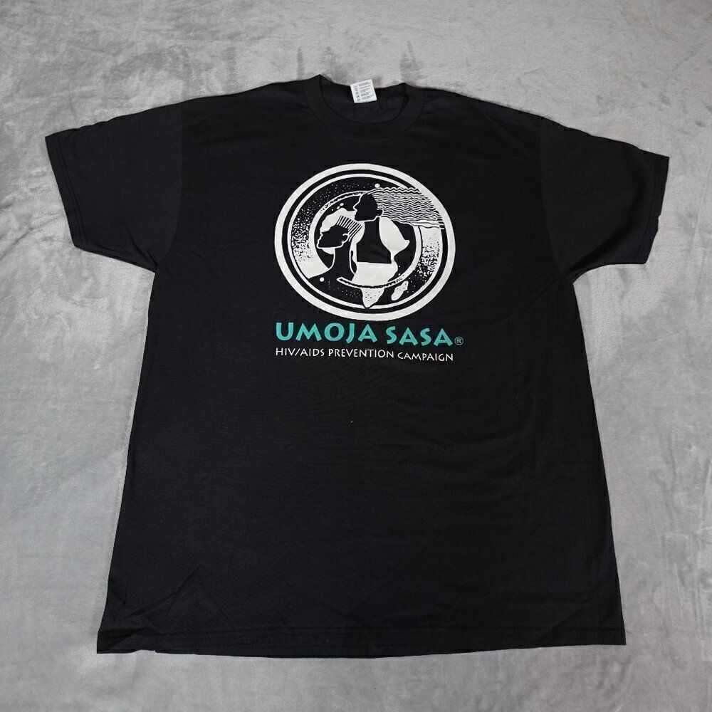 Vintage Umoja Sasa HIV Aids Prevention Campaign New York T Shirt Mens XL 1990s